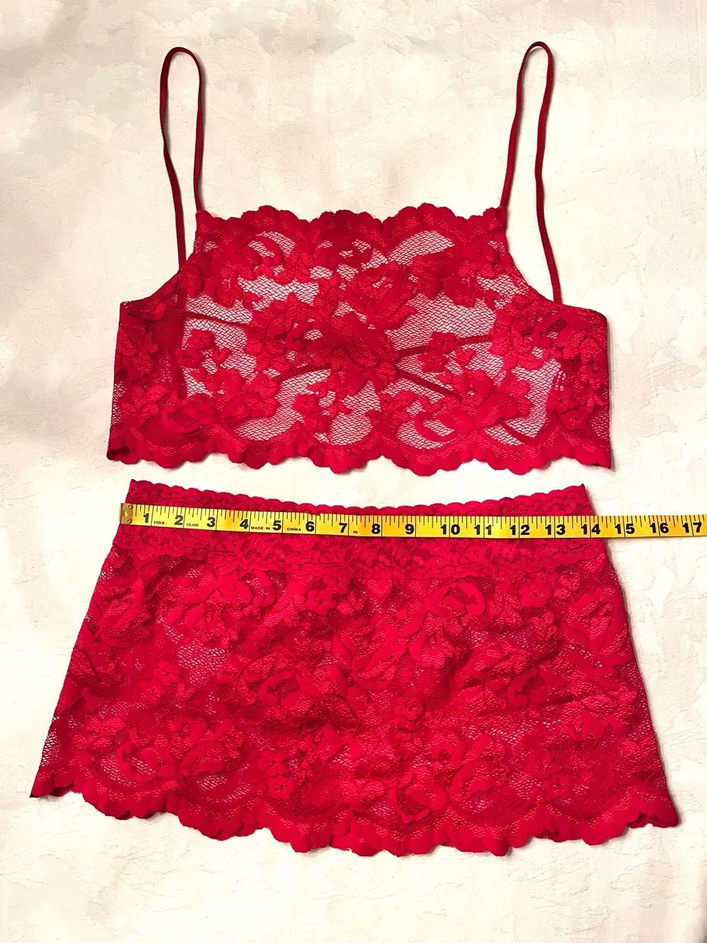 Rare vtg VS Red Lace open back camisole & mini skirt lingerie set - tags removed